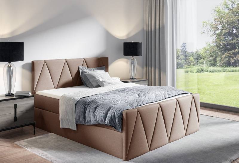 Schlaffabrik Boxspringbett ALDO LUX (Rico 19), inkl. Matratze, Topper, Stauraum von Schlaffabrik