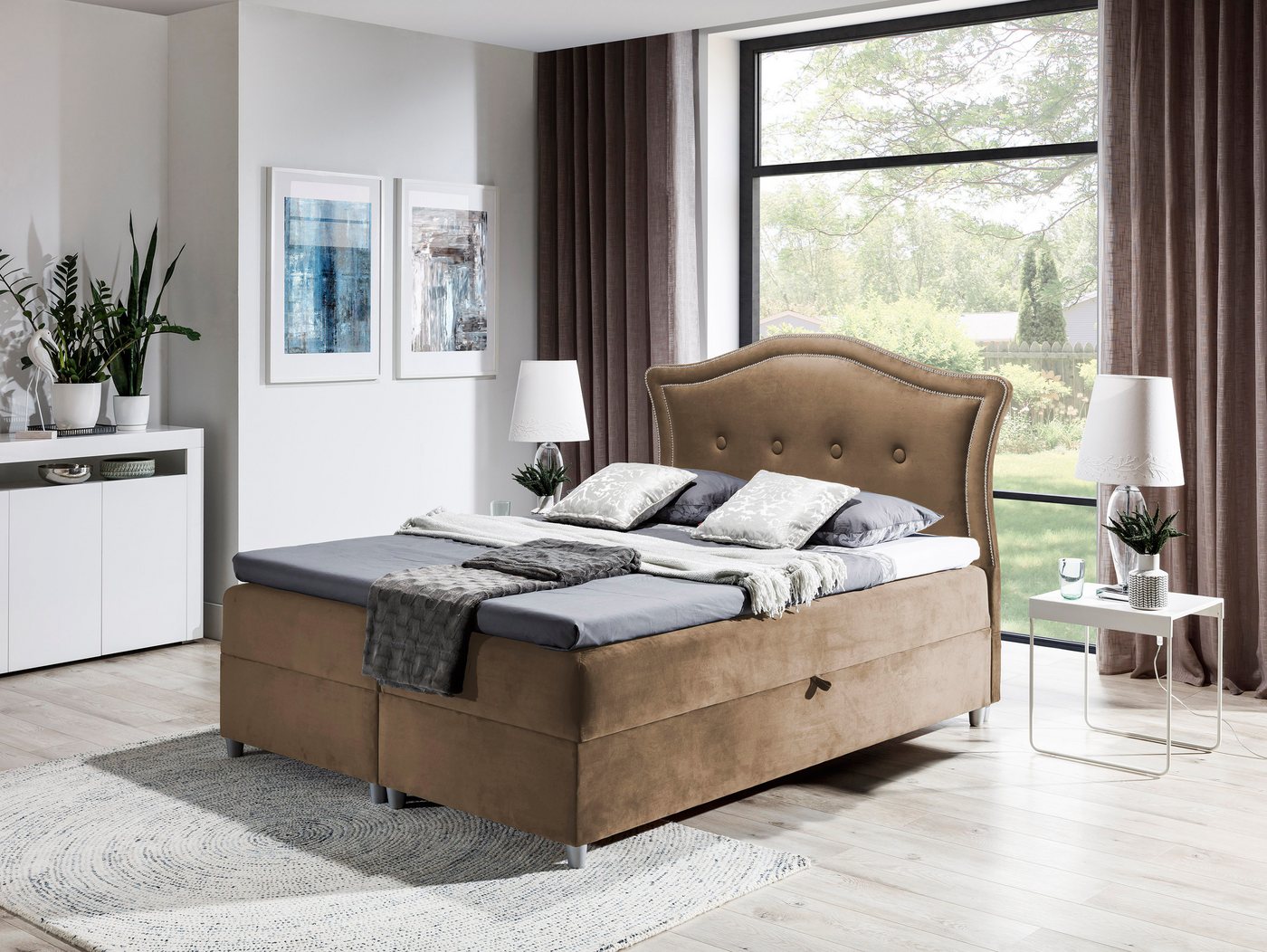 Schlaffabrik Boxspringbett BEDRAN LUX (Jaguar 2178), inkl. Matratze, Topper, Stauraum von Schlaffabrik