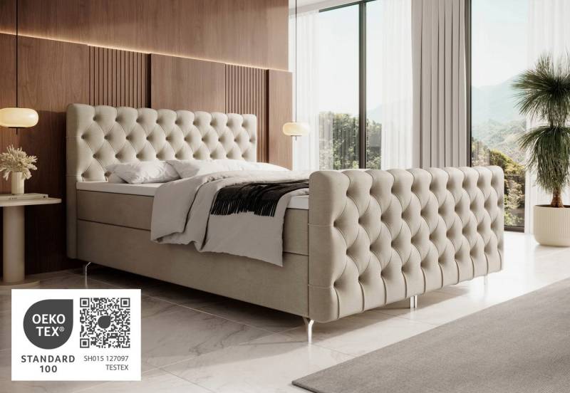 Schlaffabrik Boxspringbett CHESTER PLUS (Monolith 15), inkl. Matratze, inkl. Stauraum im Bettkasten, optional mit Topper von Schlaffabrik