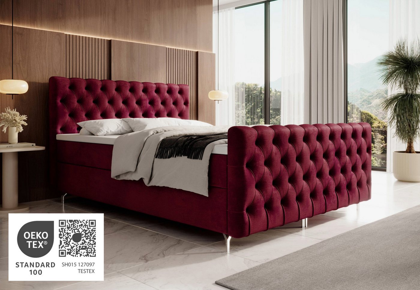 Schlaffabrik Boxspringbett CHESTER PLUS (Monolith 84), inkl. Matratze, inkl. Stauraum im Bettkasten, optional mit Topper von Schlaffabrik