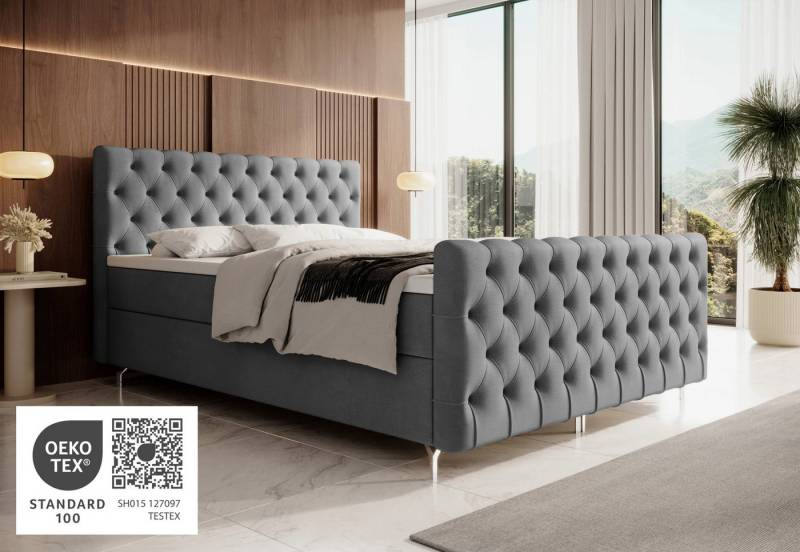 Schlaffabrik Boxspringbett CHESTER PLUS (Monolith 97), inkl. Matratze, inkl. Stauraum im Bettkasten, optional mit Topper von Schlaffabrik