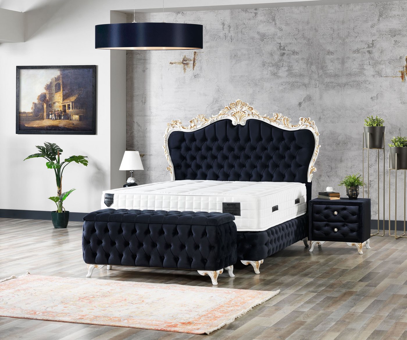 Schlaffabrik Boxspringbett MIDAS (wahlweise mit Nachttischen und Truhe), inkl. Matratze, Stauraum von Schlaffabrik