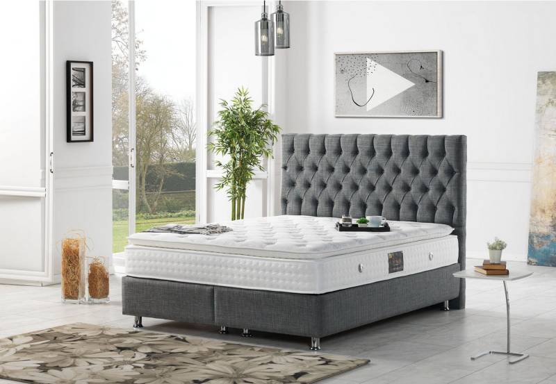 Schlaffabrik Boxspringbett NEVADA (mit integriertem Topper), inkl. Matratze, Topper, Stauraum von Schlaffabrik