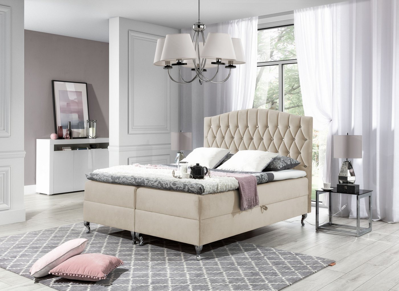 Schlaffabrik Boxspringbett PUERTO (Riviera 21), inkl. Matratze, Topper, Stauraum von Schlaffabrik