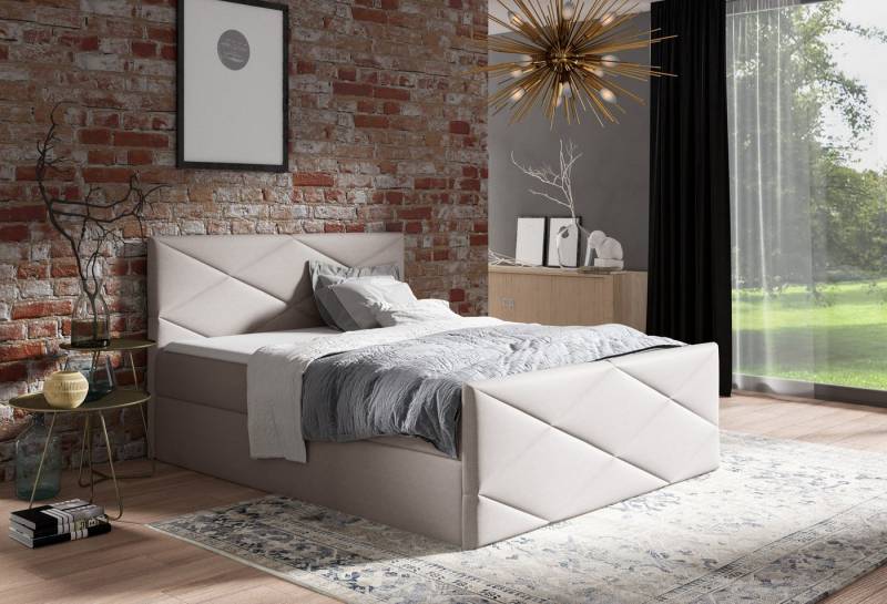Schlaffabrik Boxspringbett SERGIO LUX (Rico 1), inkl. Matratze, Topper, LED, Stauraum von Schlaffabrik