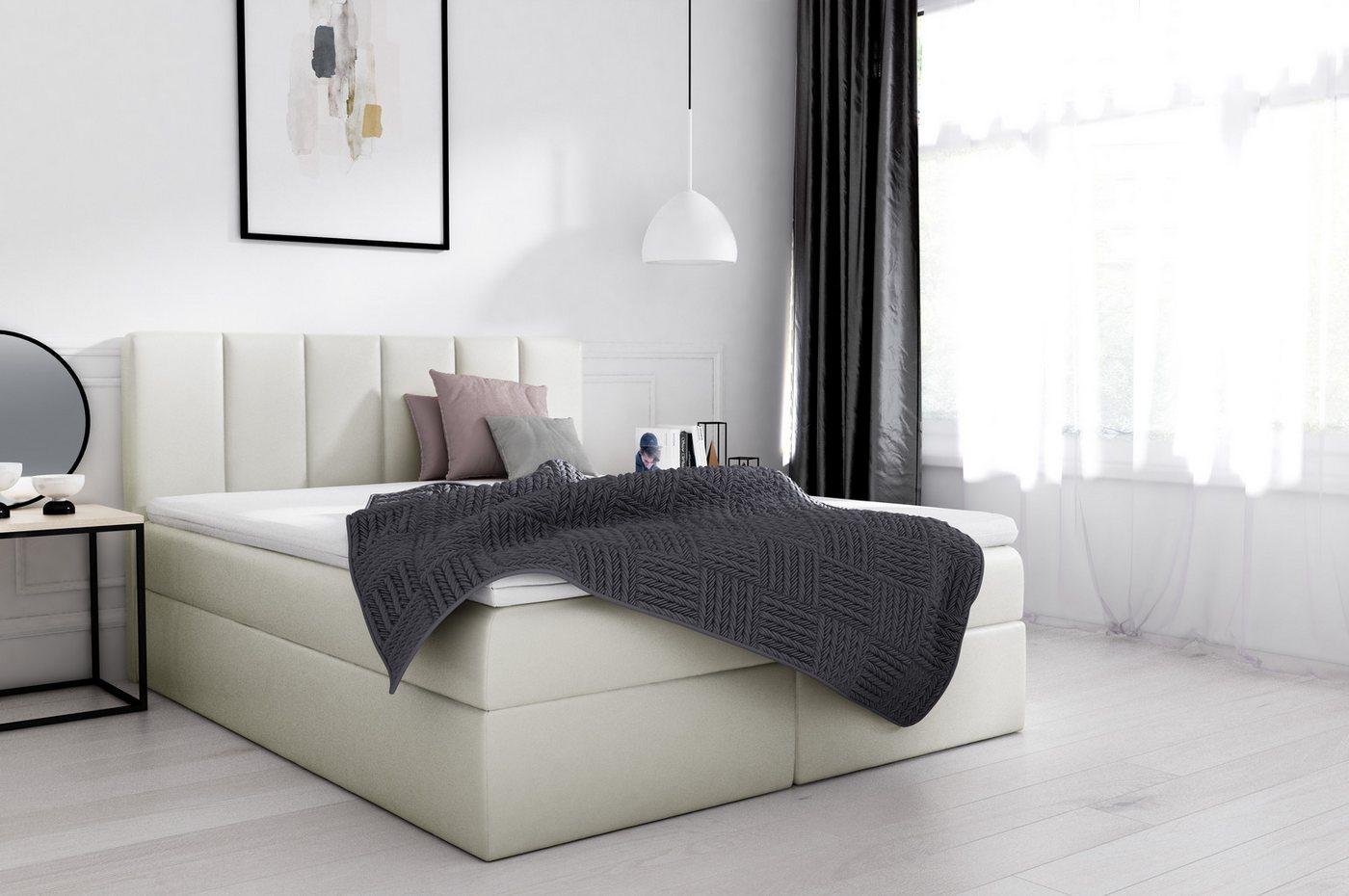 Schlaffabrik Boxspringbett SORA (Madryt 921), inkl. Matratze, Topper, Stauraum von Schlaffabrik