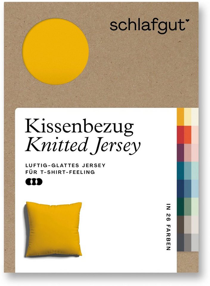 Kissenbezug Knitted Jersey aus Bio-Baumwolle mit Elasthan, bügelfrei, Schlafgut (1 Stück), besonders fein gestrickt, Kissenhülle mit farbigem Reißverschluss von Schlafgut