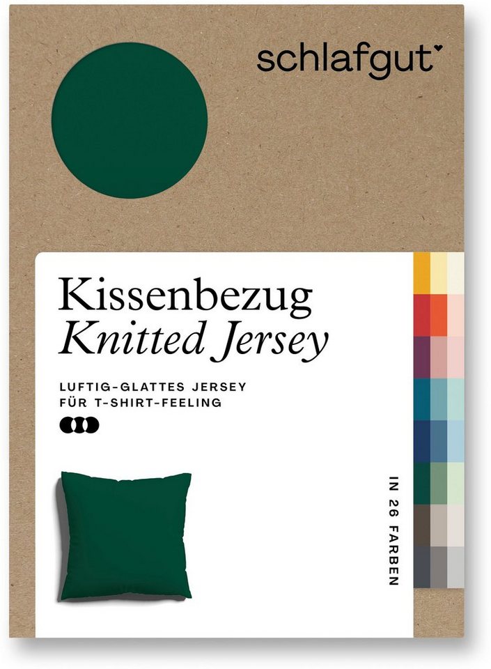 Kissenbezug Knitted Jersey aus Bio-Baumwolle mit Elasthan, bügelfrei, Schlafgut (1 Stück), besonders fein gestrickt, Kissenhülle mit farbigem Reißverschluss von Schlafgut