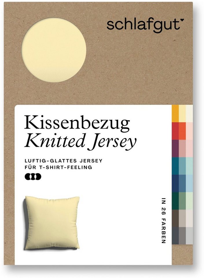 Kissenbezug Knitted Jersey aus Bio-Baumwolle mit Elasthan, bügelfrei, Schlafgut (1 Stück), besonders fein gestrickt, Kissenhülle mit farbigem Reißverschluss von Schlafgut