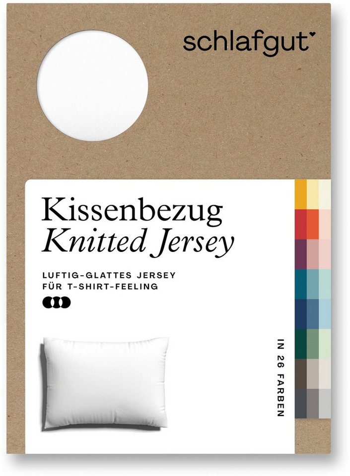 Kissenbezug Knitted Jersey aus Bio-Baumwolle mit Elasthan, bügelfrei, Schlafgut (1 Stück), besonders fein gestrickt, Kissenhülle mit farbigem Reißverschluss von Schlafgut