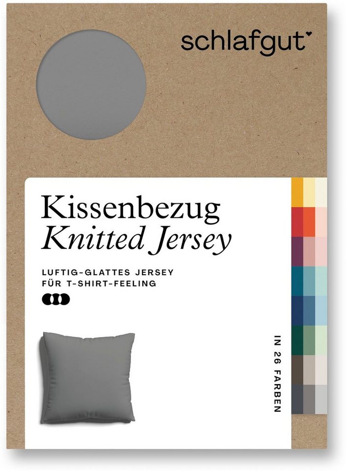 Kissenbezug Knitted Jersey aus Bio-Baumwolle mit Elasthan, bügelfrei, Schlafgut (1 Stück), besonders fein gestrickt, Kissenhülle mit farbigem Reißverschluss von Schlafgut