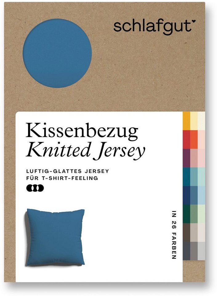 Kissenbezug Knitted Jersey aus Bio-Baumwolle mit Elasthan, bügelfrei, Schlafgut (1 Stück), besonders fein gestrickt, Kissenhülle mit farbigem Reißverschluss von Schlafgut