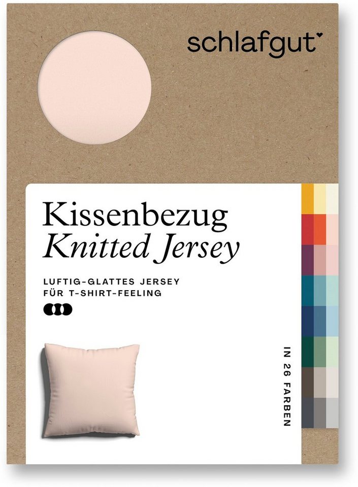 Kissenbezug Knitted Jersey aus Bio-Baumwolle mit Elasthan, Schlafgut (1 Stück), besonders fein gestrickt, Kissenhülle mit farbigem Reißverschluss von Schlafgut