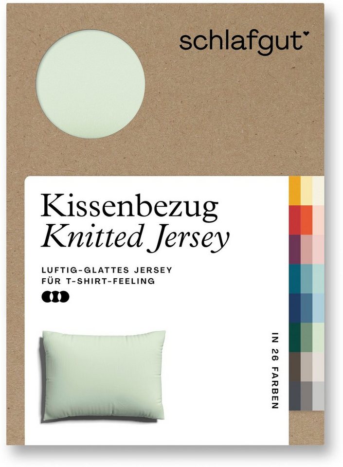 Kissenbezug Knitted Jersey aus Bio-Baumwolle mit Elasthan, bügelfrei, Schlafgut (1 Stück), besonders fein gestrickt, Kissenhülle mit farbigem Reißverschluss von Schlafgut