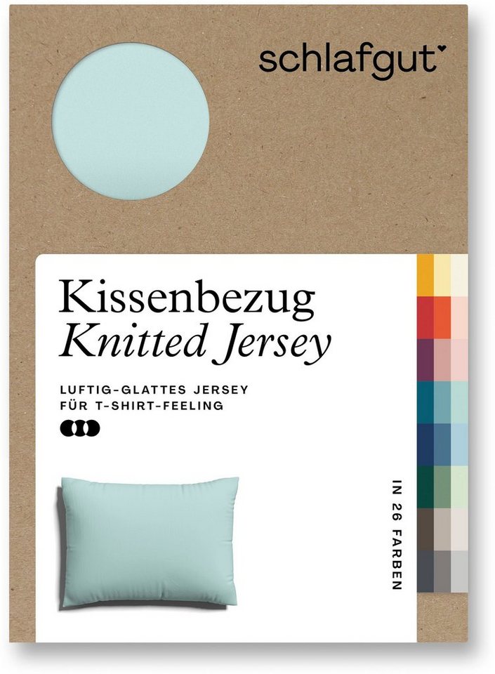 Kissenbezug Knitted Jersey aus Bio-Baumwolle mit Elasthan, bügelfrei, Schlafgut (1 Stück), besonders fein gestrickt, Kissenhülle mit farbigem Reißverschluss von Schlafgut