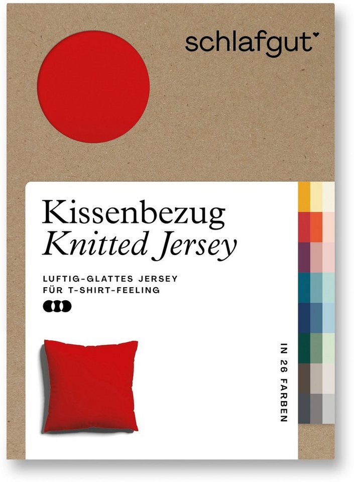 Kissenbezug Knitted Jersey aus Bio-Baumwolle mit Elasthan, Schlafgut (1 Stück), besonders fein gestrickt, Kissenhülle mit farbigem Reißverschluss von Schlafgut