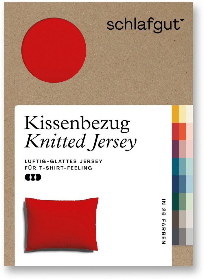Kissenbezug Knitted Jersey aus Bio-Baumwolle mit Elasthan, Schlafgut (1 Stück), besonders fein gestrickt, Kissenhülle mit farbigem Reißverschluss von Schlafgut