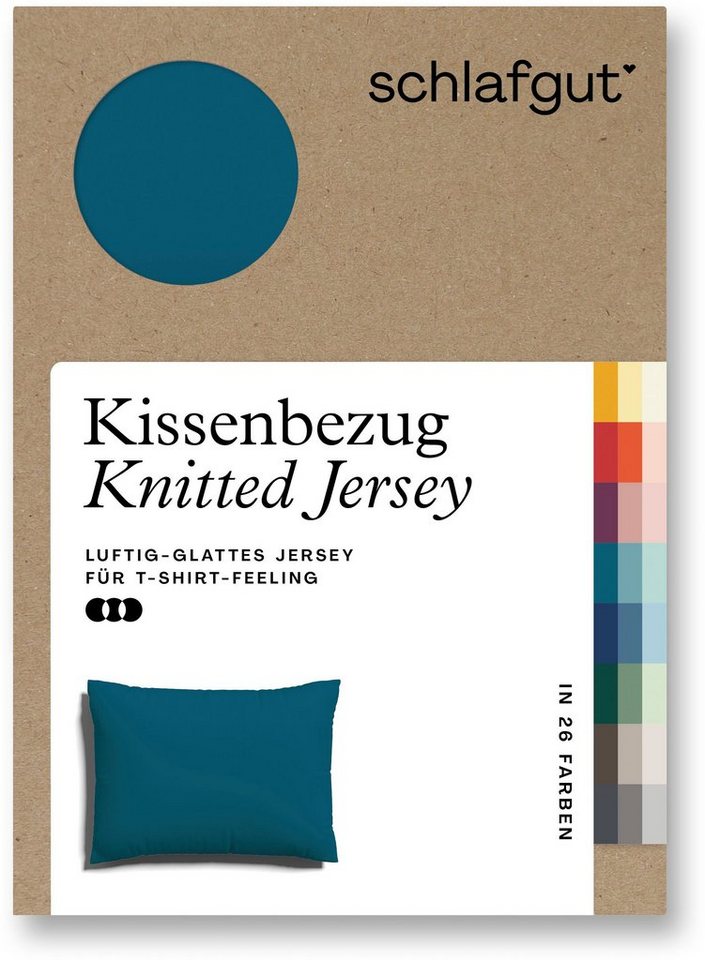 Kissenbezug Knitted Jersey aus Bio-Baumwolle mit Elasthan, bügelfrei, Schlafgut (1 Stück), besonders fein gestrickt, Kissenhülle mit farbigem Reißverschluss von Schlafgut