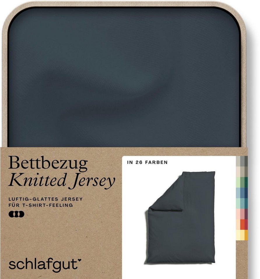Schlafgut Bettbezug Knitted Jersey uni, aus Bio-Baumwolle mit Elasthan, Reißverschluss, (1 St), bügelfrei, Mix & Match Bettwäsche: passender Kissenbezug erhältlich von Schlafgut