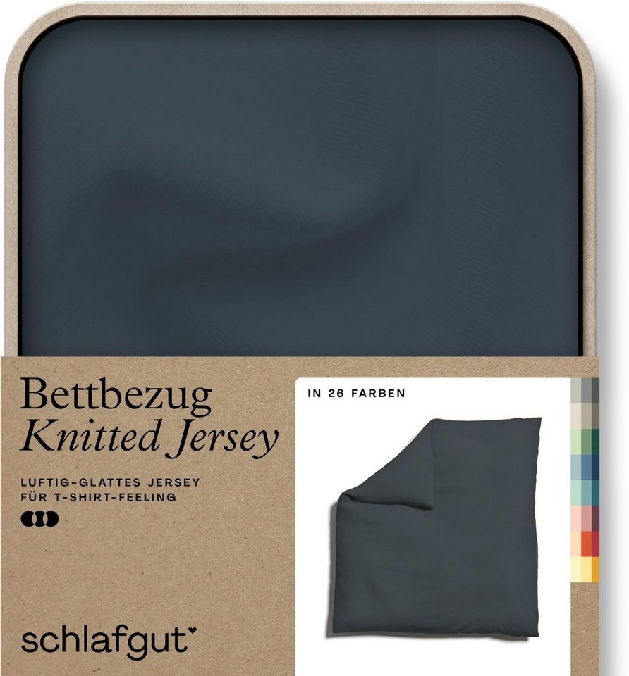 Schlafgut Bettbezug Knitted Jersey uni, aus Bio-Baumwolle mit Elasthan, Reißverschluss, (1 St), bügelfrei, Mix & Match Bettwäsche: passender Kissenbezug erhältlich von Schlafgut
