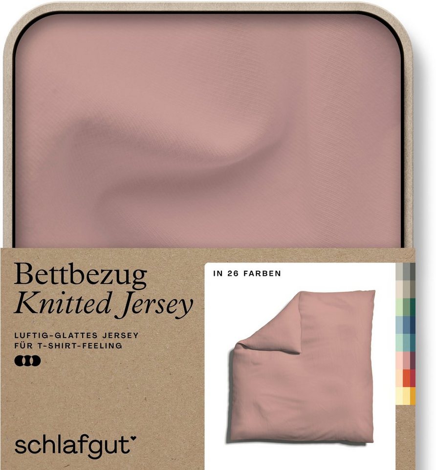 Schlafgut Bettbezug Knitted Jersey uni, aus Bio-Baumwolle mit Elasthan, Reißverschluss, (1 St), bügelfrei, Mix & Match Bettwäsche: passender Kissenbezug erhältlich von Schlafgut