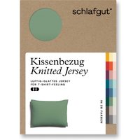 Schlafgut Kissenbezug "Knitted Jersey aus Bio-Baumwolle mit Elasthan, bügelfrei,", (1 St.), besonders fein gestrickt, Kissenhülle mit farbigem Reißverschluss von Schlafgut