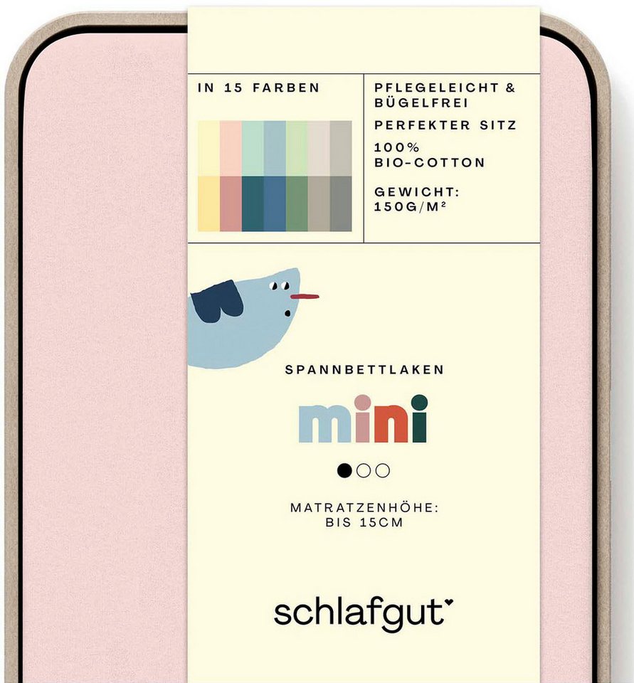 Schlafgut Spannbettlaken Casual Mini Spannbettlaken, Jersey, Gummizug: rundum, (1 Stück), für Kinder, MADE IN GREEN by OEKO-TEX® von Schlafgut