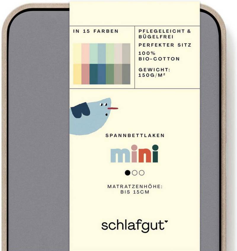 Schlafgut Spannbettlaken Casual Mini Spannbettlaken, Jersey, Gummizug: rundum, (1 Stück), für Kinder, MADE IN GREEN by OEKO-TEX® von Schlafgut