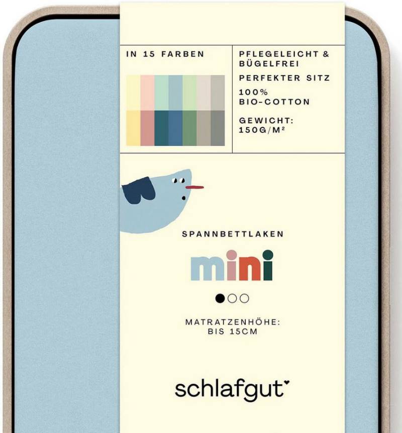 Schlafgut Spannbettlaken Casual Mini Spannbettlaken, Jersey, Gummizug: rundum, (1 Stück), für Kinder, MADE IN GREEN by OEKO-TEX® von Schlafgut