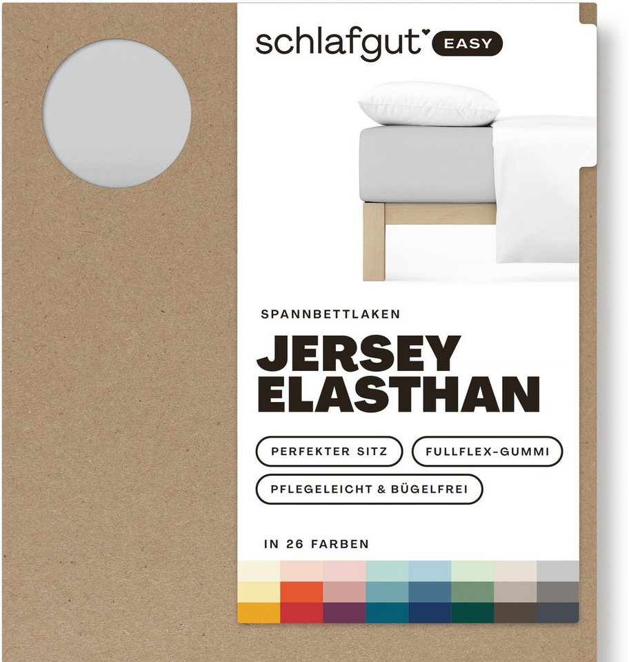 Spannbettlaken EASY Jersey Elasthan, Schlafgut, Jersey, Gummizug: rundum, (1 Stück), MADE IN GREEN by OEKO-TEX® von Schlafgut