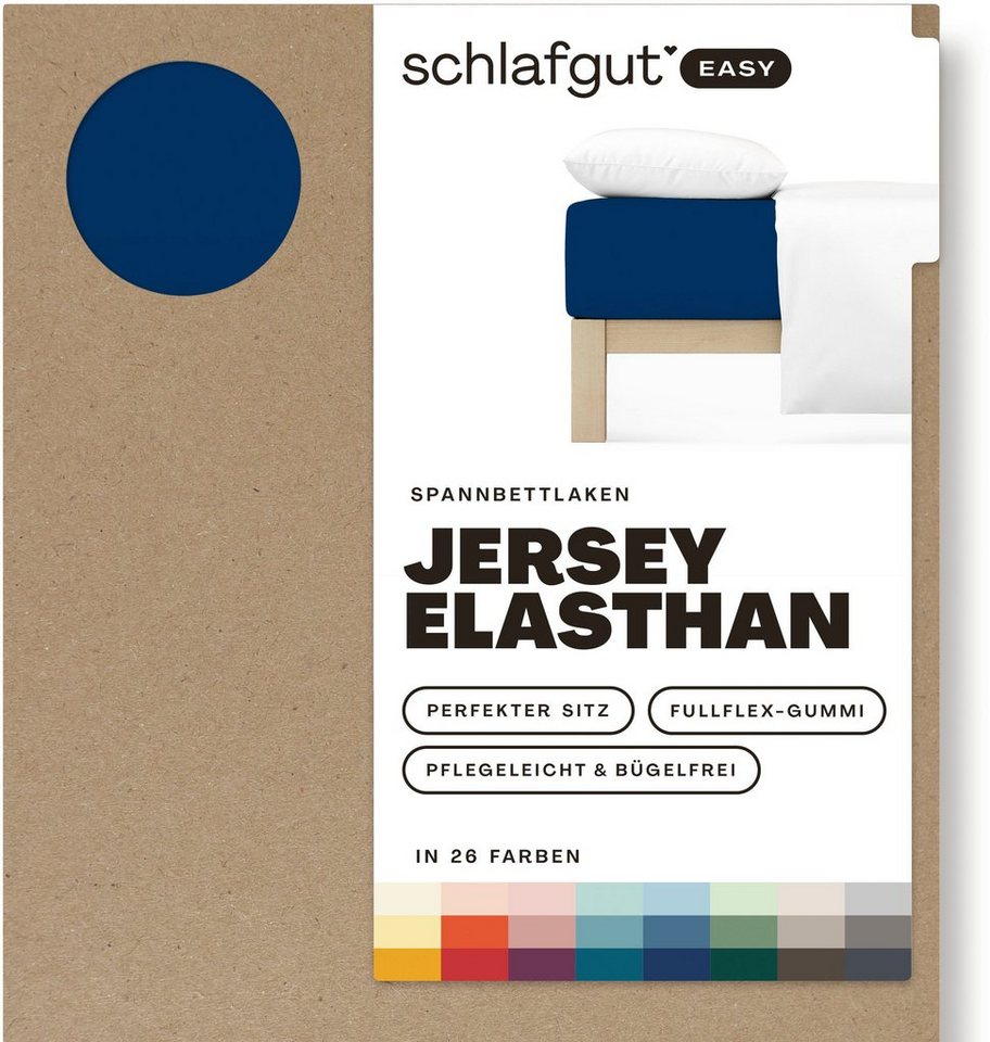 Spannbettlaken EASY Jersey Elasthan, Schlafgut, Jersey, Gummizug: rundum, (1 Stück), MADE IN GREEN by OEKO-TEX® von Schlafgut