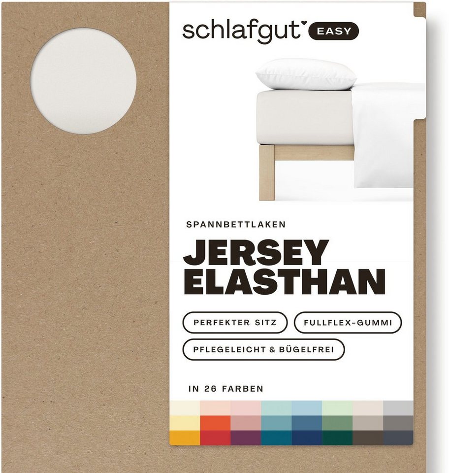 Spannbettlaken EASY Jersey Elasthan, Schlafgut, Jersey, Gummizug: rundum, (1 Stück), MADE IN GREEN by OEKO-TEX® von Schlafgut