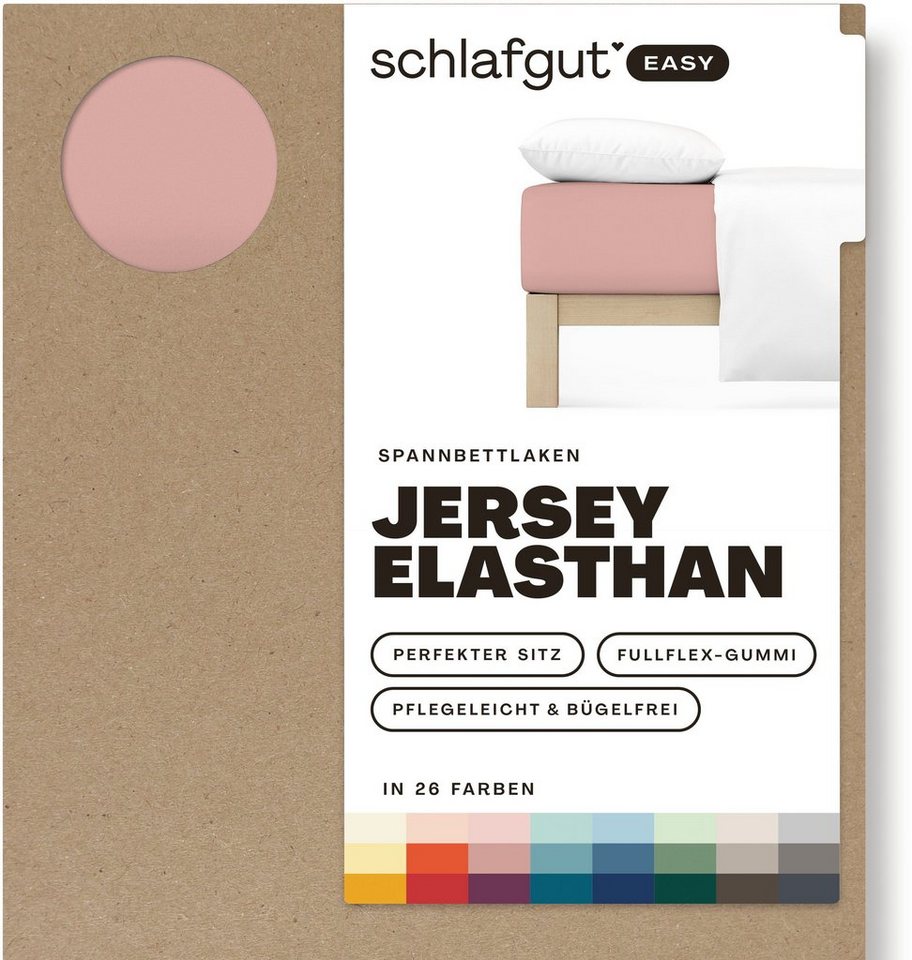 Spannbettlaken EASY Jersey Elasthan, Schlafgut, Jersey, Gummizug: rundum, (1 Stück), MADE IN GREEN by OEKO-TEX® von Schlafgut