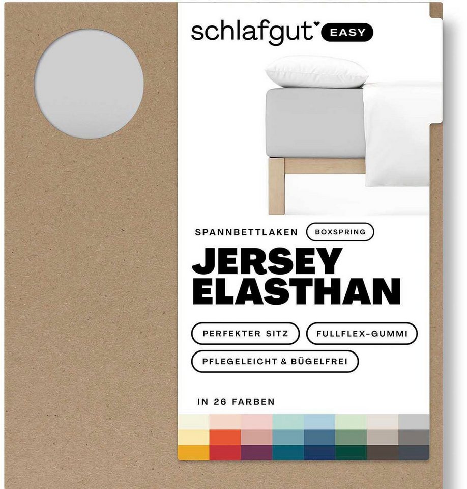Schlafgut Spannbettlaken EASY Jersey Elasthan Boxspring, Jersey, Gummizug: rundum, (1 Stück), MADE IN GREEN by OEKO-TEX® von Schlafgut