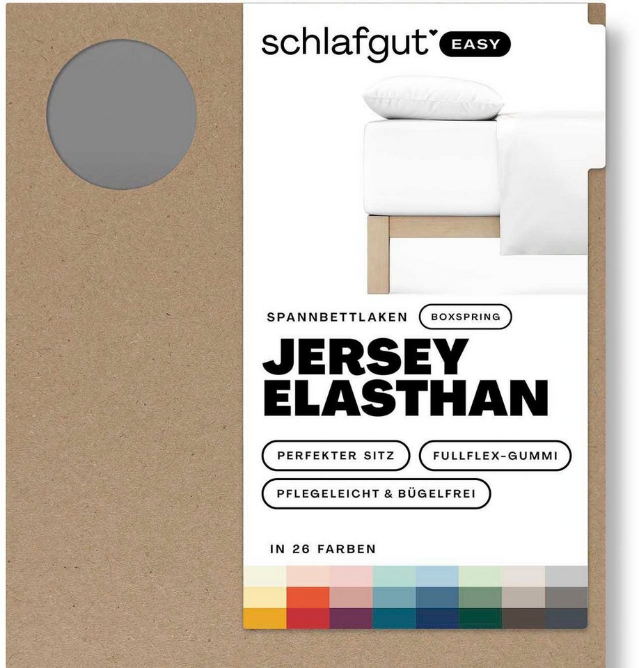 Schlafgut Spannbettlaken EASY Jersey Elasthan Boxspring, Jersey, Gummizug: rundum, (1 Stück), MADE IN GREEN by OEKO-TEX® von Schlafgut