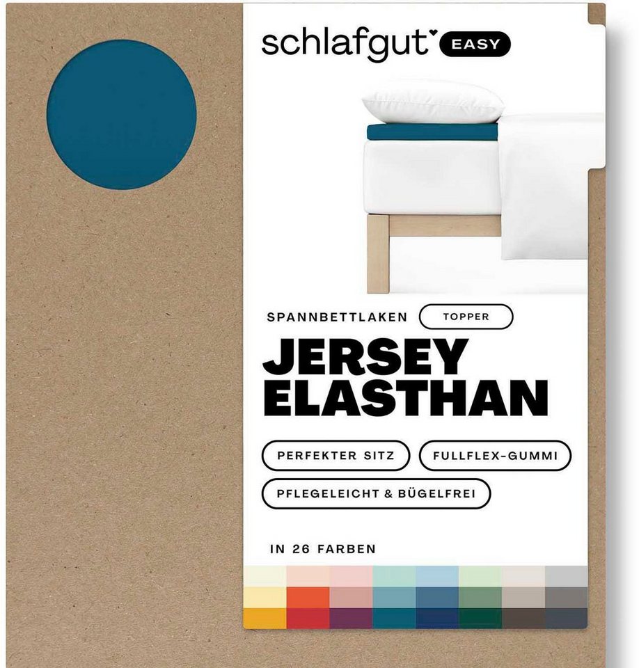 Spannbettlaken EASY Jersey Elasthan Topper, Schlafgut, Jersey, Gummizug: rundum, (1 Stück), MADE IN GREEN by OEKO-TEX® von Schlafgut