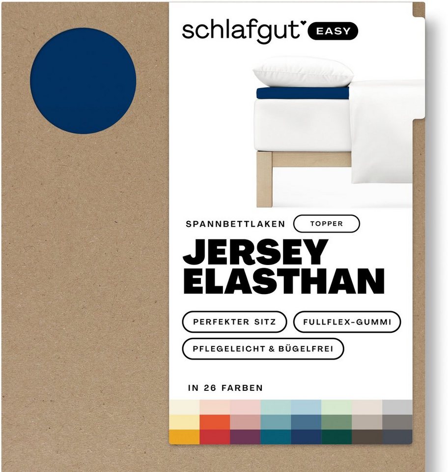 Spannbettlaken EASY Jersey Elasthan Topper, Schlafgut, Jersey, Gummizug: rundum, (1 Stück), MADE IN GREEN by OEKO-TEX® von Schlafgut