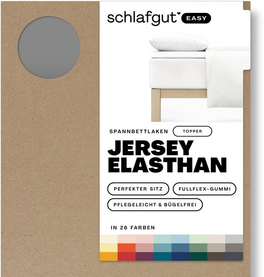 Spannbettlaken EASY Jersey Elasthan Topper, Schlafgut, Jersey, Gummizug: rundum, (1 Stück), MADE IN GREEN by OEKO-TEX® von Schlafgut