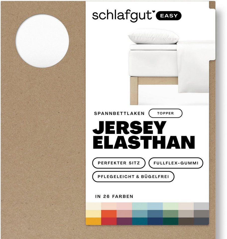 Spannbettlaken EASY Jersey Elasthan Topper, Schlafgut, Jersey, Gummizug: rundum, (1 Stück), MADE IN GREEN by OEKO-TEX® von Schlafgut