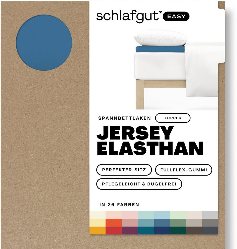 Spannbettlaken EASY Jersey Elasthan Topper, Schlafgut, Jersey, Gummizug: rundum, (1 Stück), MADE IN GREEN by OEKO-TEX® von Schlafgut