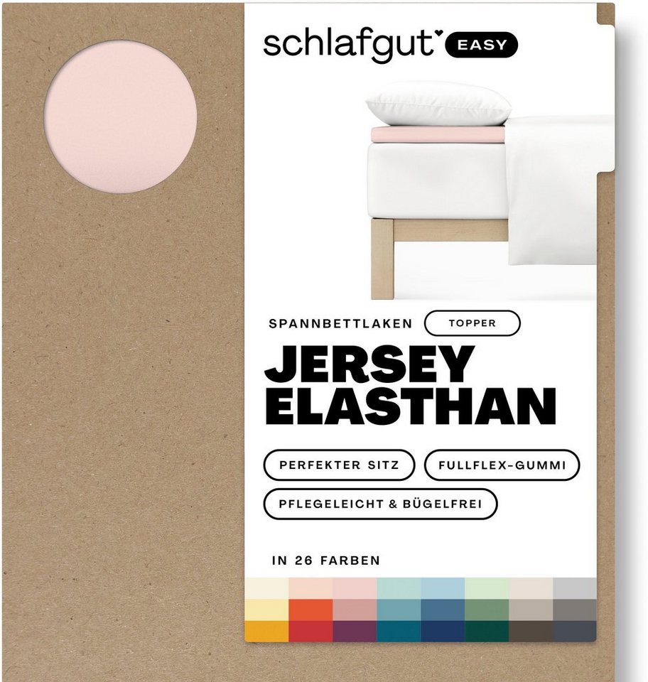 Spannbettlaken EASY Jersey Elasthan Topper, Schlafgut, Jersey, Gummizug: rundum, (1 Stück), MADE IN GREEN by OEKO-TEX® von Schlafgut