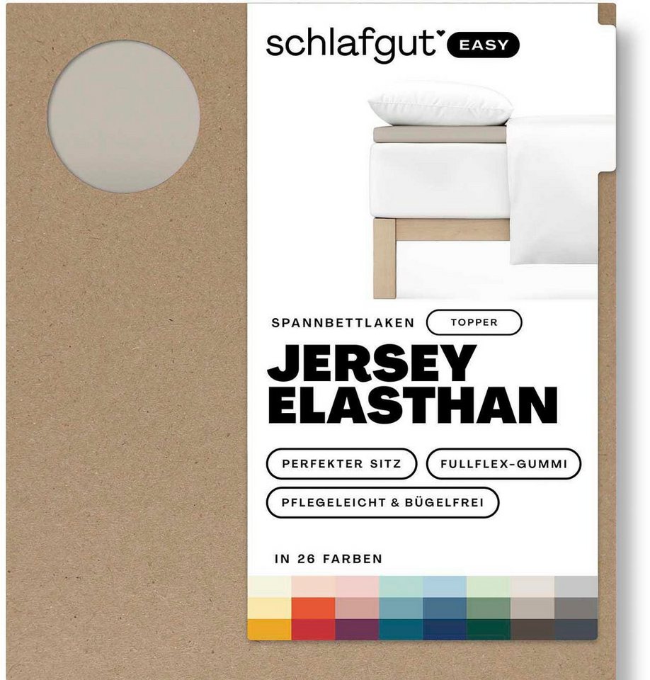 Spannbettlaken EASY Jersey Elasthan Topper, Schlafgut, Jersey, Gummizug: rundum, (1 Stück), MADE IN GREEN by OEKO-TEX® von Schlafgut