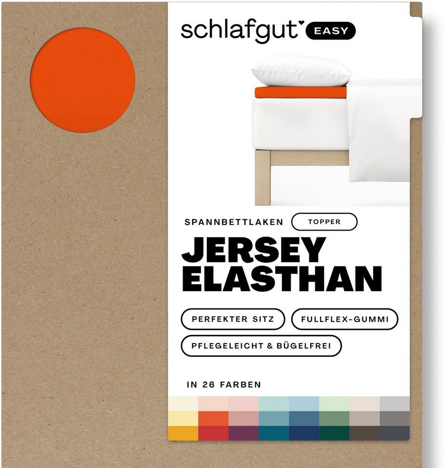 Spannbettlaken EASY Jersey Elasthan Topper, Schlafgut, Jersey, Gummizug: rundum, (1 Stück), MADE IN GREEN by OEKO-TEX® von Schlafgut