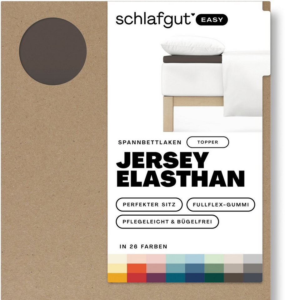 Spannbettlaken EASY Jersey Elasthan Topper, Schlafgut, Jersey, Gummizug: rundum, (1 Stück), MADE IN GREEN by OEKO-TEX® von Schlafgut