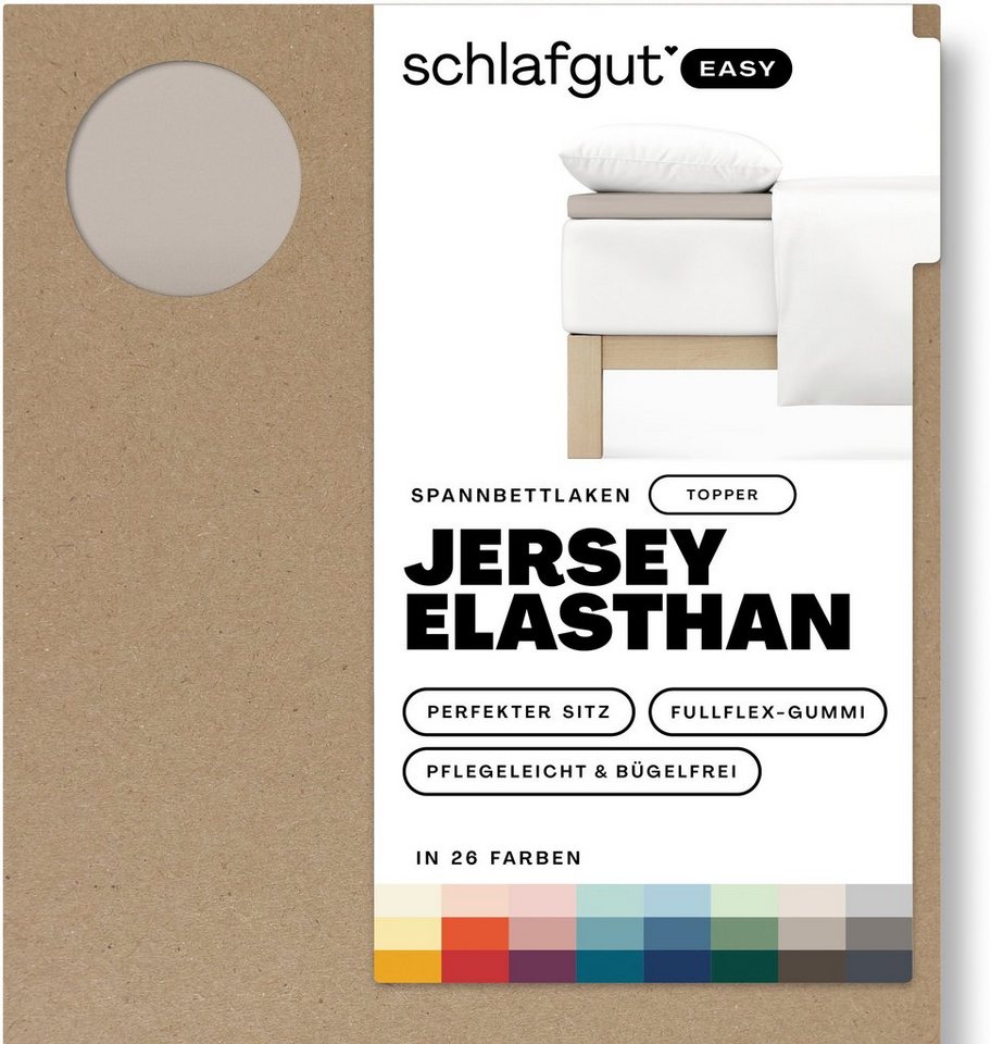 Spannbettlaken EASY Jersey Elasthan Topper, Schlafgut, Jersey, Gummizug: rundum, (1 Stück), MADE IN GREEN by OEKO-TEX® von Schlafgut