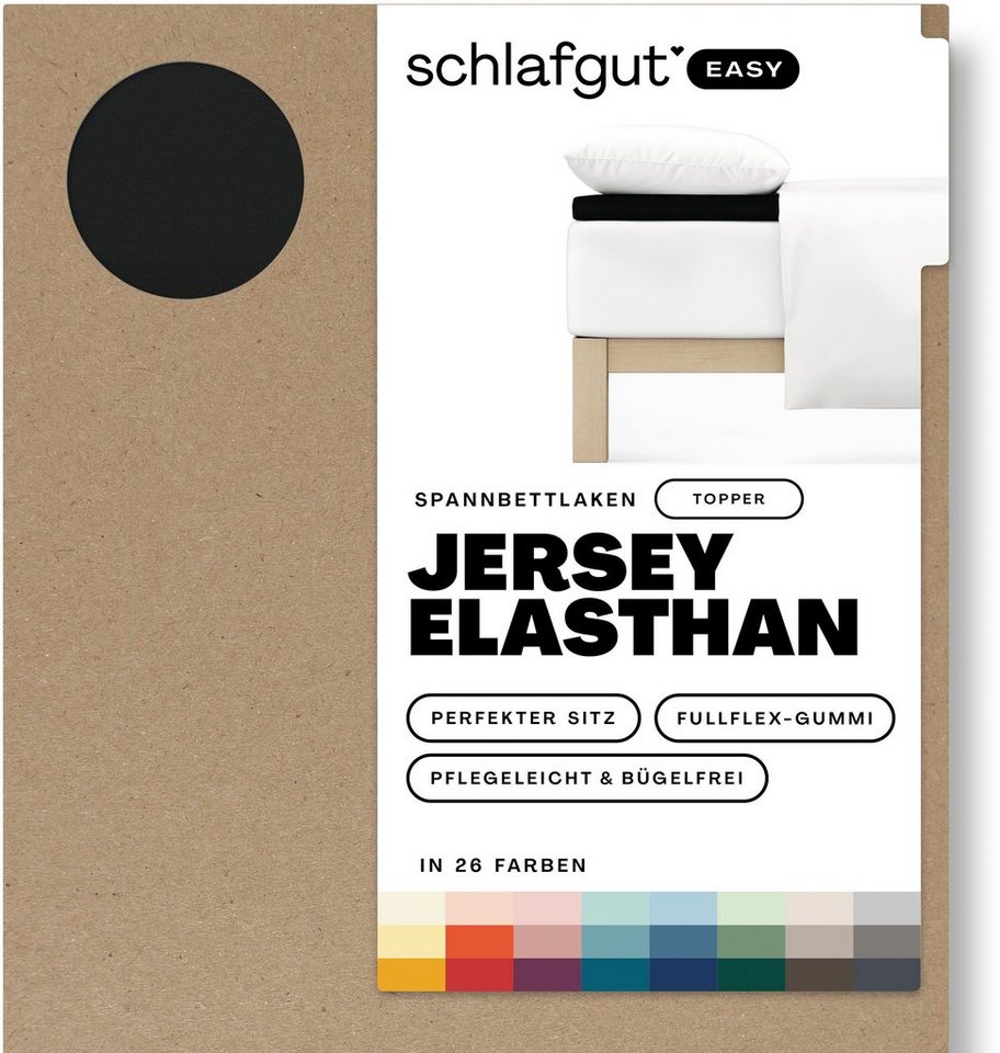 Spannbettlaken EASY Jersey Elasthan Topper, Schlafgut, Jersey, Gummizug: rundum, (1 Stück), MADE IN GREEN by OEKO-TEX® von Schlafgut