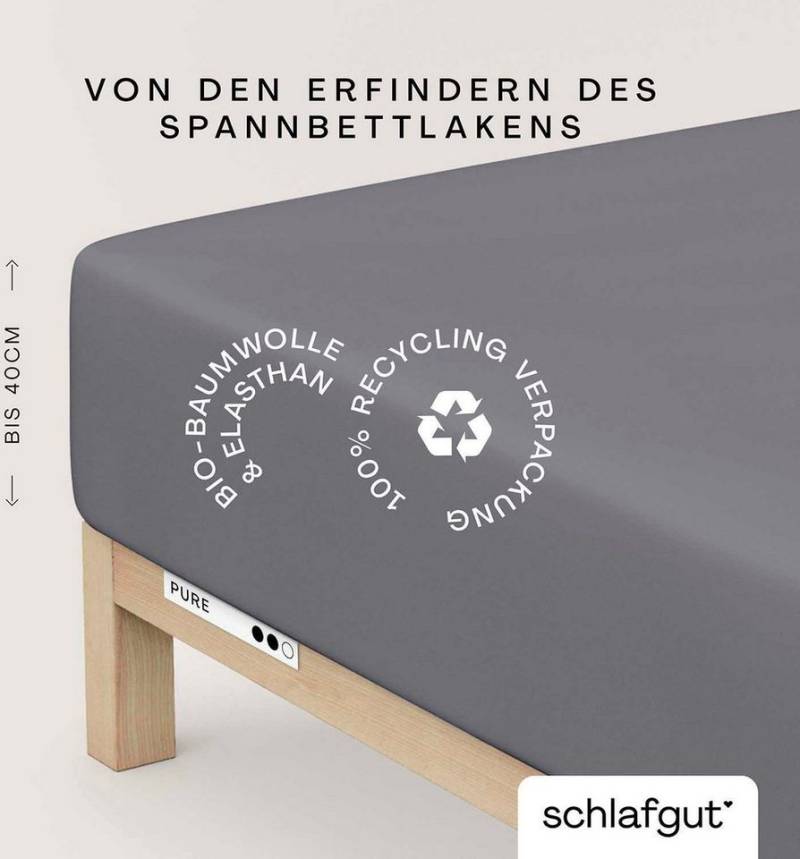 Schlafgut Spannbettlaken PURE BOXSPRING in Gr. 90x200, 140x200 oder 180x200, für Boxspringbett, Jersey-Elasthan, Gummizug: rundum, (1 Stück), aus Bio-Baumwolle, für Matratzen bis 40 cm Höhe, Bettlaken von Schlafgut