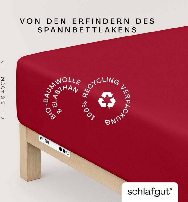 Schlafgut Spannbettlaken PURE BOXSPRING in Gr. 90x200, 140x200 oder 180x200, für Boxspringbett, Jersey-Elasthan, Gummizug: rundum, (1 Stück), aus Bio-Baumwolle, für Matratzen bis 40 cm Höhe, Bettlaken von Schlafgut