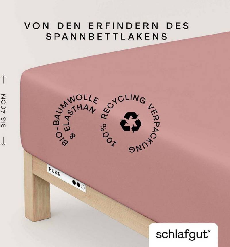 Schlafgut Spannbettlaken PURE BOXSPRING in Gr. 90x200, 140x200 oder 180x200, für Boxspringbett, Jersey-Elasthan, Gummizug: rundum, (1 Stück), aus Bio-Baumwolle, für Matratzen bis 40 cm Höhe, Bettlaken von Schlafgut