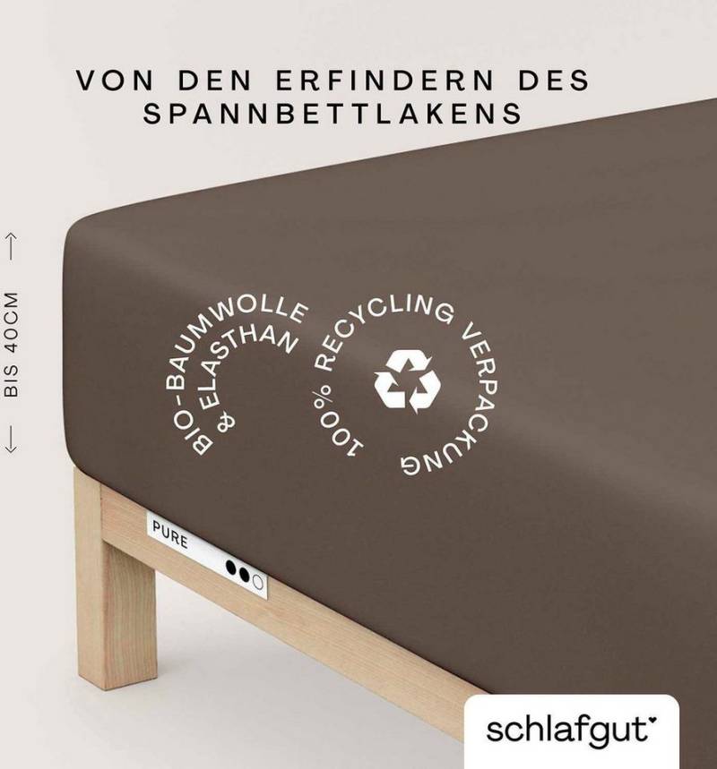 Schlafgut Spannbettlaken PURE BOXSPRING in Gr. 90x200, 140x200 oder 180x200, für Boxspringbett, Jersey-Elasthan, Gummizug: rundum, (1 Stück), aus Bio-Baumwolle, für Matratzen bis 40 cm Höhe, Bettlaken von Schlafgut